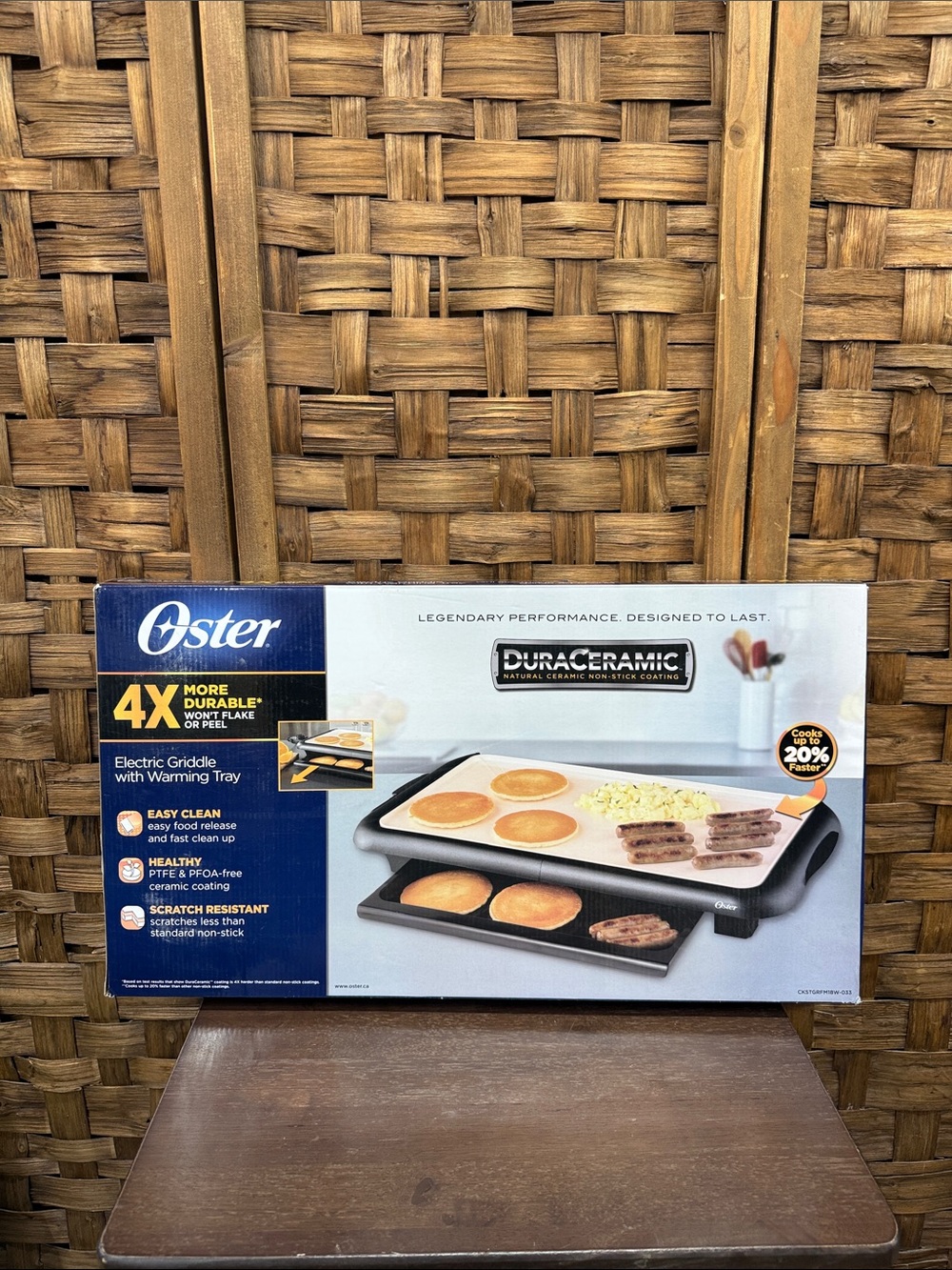 Oster Black and White Duraceramic Electric Griddle with Warming Tray